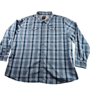 Wrangler Long Sleeve Plaid Shirt Men's 4XL Blue Cotton Polyester Blend Shirt